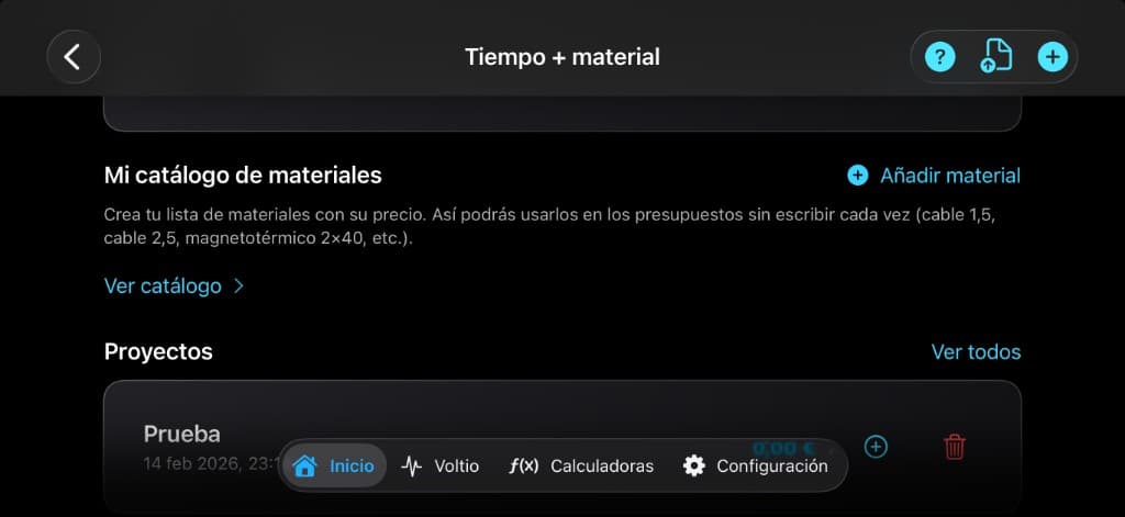 Presupuesto tiempo y material